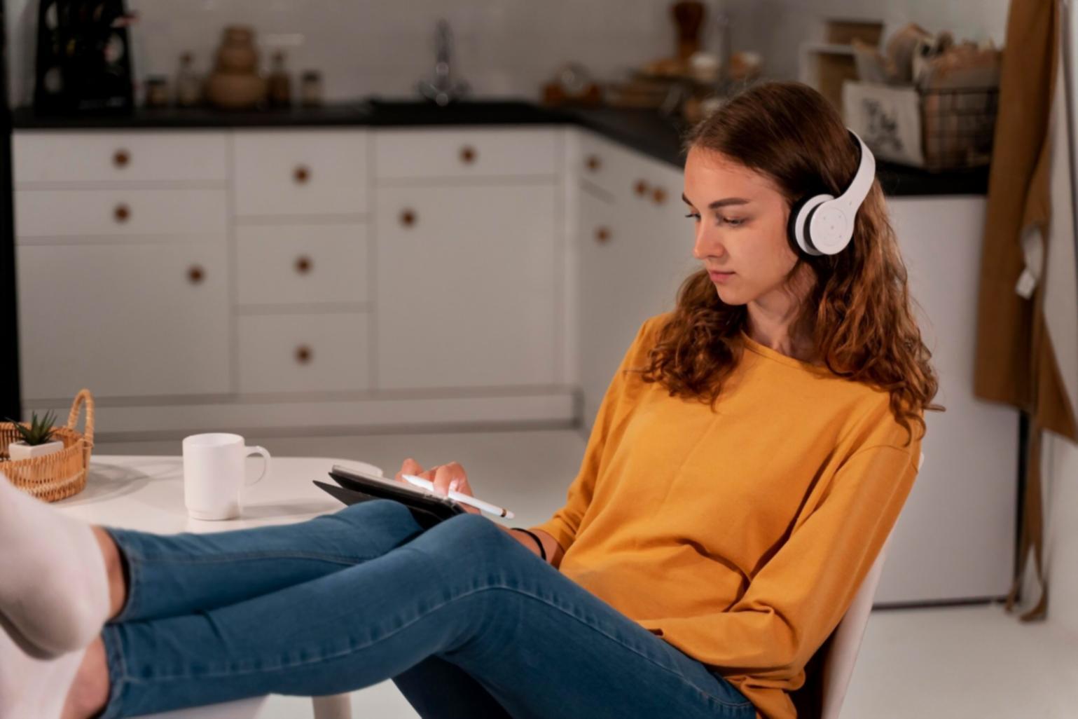 Professional working on financial planning from home environment